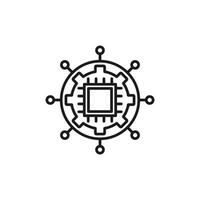 icon Central processing unit with cogs and multiple connections, perfect for technology, innovation, data processing, network concepts for design projects. vector