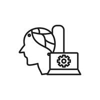 icon man with brain connected to laptop suitable for technology, artificial intelligence, innovation and digital concepts vector