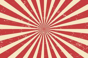 Circus background and spiral retro rays pattern. Vintage poster of red white sun or star burst radial lines with grunge texture, circus, carnival, summer fair or chapiteau backdrop vector