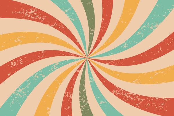 Colourful wavy retro burst vintage background