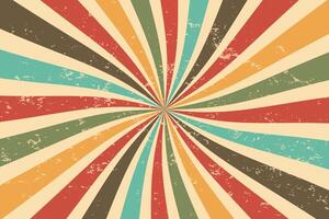 Abstract vintage retro sunburst rays background 70s vector
