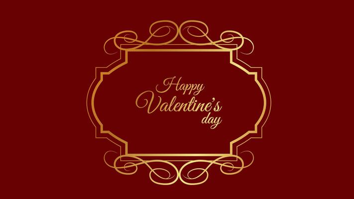 Valentines Day text in a vintage frame. Swirl and pattern. Design banner invitation card recognition web page. illustration.