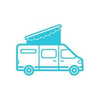 Travel campervan icon. Isolated on white background. From blue icon set. vector