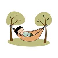 A cartoon man sleeping in a hammock vector