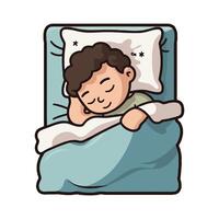 A cartoon boy sleeping in bed with a pillow vector