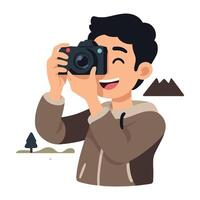 A man taking a photo with a camera vector