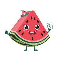 Watermelon character with thumbs up and smiling vector
