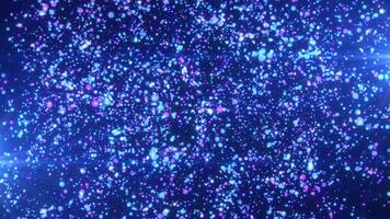 Abstract animated particle concept for celebrating birthdays and holidays. 4k loop bokeh background with light particles on a dark background. Animation footage with light leakage effect. video