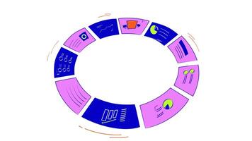 Circled analytics reports 2D object doodle animation. Circle dashboard. Market research cartoon 4K drawing. Circular business analysis charts animated flat element isolated on white background video