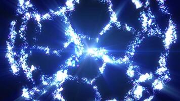 Abstract animated background of magical colored glowing dust particles and light on a blue background. video