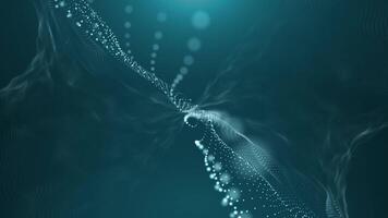 Abstract glowing wave from of particles and dots moves on a blue background, big data visualization, futuristic and digital background, 3D, 4K video