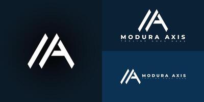 Modern initial letter MA or AM logo in white color isolated on multiple background colors. The logo is suitable for IT consulting, training, and software development company logo design vector