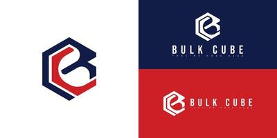 Modern initial hexagon letter BC or CB logo in red-blue color isolated on multiple background colors. The logo is suitable for self-storage facility logo design inspiration templates. vector