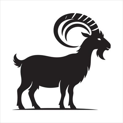 silhouette image of a Goat on a white background