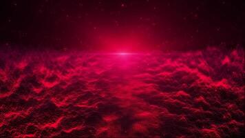 Abstract digital dynamic particle waves with light motion lights background, data flow, cyber technology. 3D rendering video