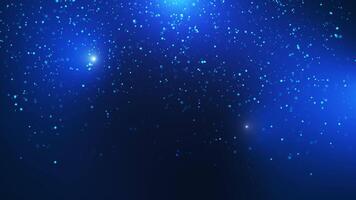 Abstract animation concept of blue particles for celebrating birthdays and holidays. 4k loop bokeh background with light particles on a dark background. Animation footage with light leakage effect. video