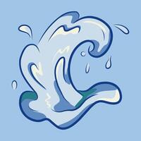 a cartoon wave with a blue background vector