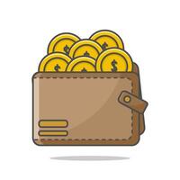 Coin and wallet icon designed in flat cartoon style isolated on white background. illustration of financial concept. Money wallets. vector
