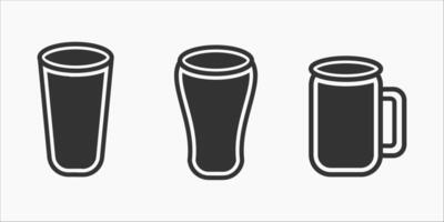 Glasses icon set designed in black outline style isolated on white background. vector