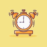 Alarm clock icon illustration designed in orange color flat cartoon style. The alarm clock sounds. Wake Up Time. vector