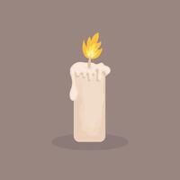 single candle element illustration isolated on background. Candle icon designed in flat cartoon style. vector