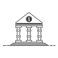 Simple bank icon designed with black outline stroke. Premium quality banking symbol. Element sign for mobile apps and websites. Business or finance icon concept. vector