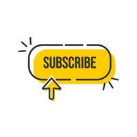 graphic doodle art illustration of subscribe button, like and notification bell icon. Using the yellow color option, it is designed in a flat style. Perfect for digital communication, vlogs. vector