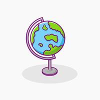Globe illustration icon designed in flat cartoon style. Globe doodle. Earth Model. vector