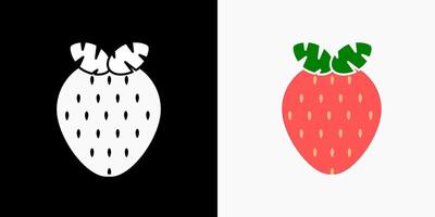 Strawberry icon with leaves designed with outline. Flat strawberry symbol element. Illustration. Fragaria vector