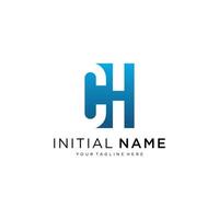 CH Logo monogram with negative space style design template. vector