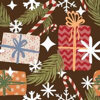 new year christmas pattern. template with cute elements for design vector