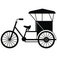 Rickshaw becak bandung west Tricycle vehicle Isolated on white background vector