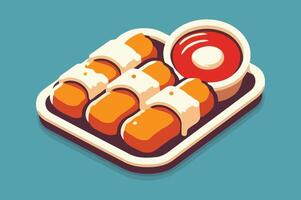 Food Sticks on a Tray With Sausage Illustration. vector