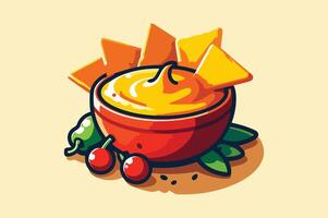 A Bowl of Dip With Cheese and Peppers vector