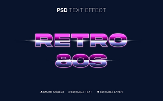 Editable Text Retro 8s Futuristic Text Effect psd