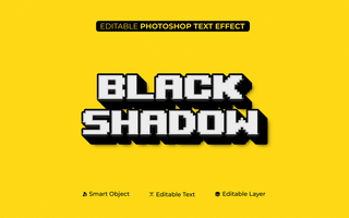 3D Editable TExt 8Bit Black Shadow Text Effect psd