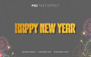 3D Editable Text Gold Happy New Year Text Effect psd