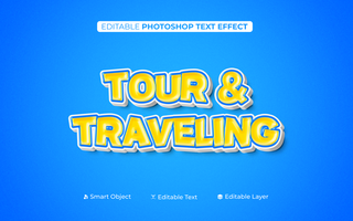 3D Editable Traveling Text Effect With Blue Background psd