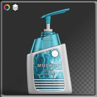 Realistic 3D Mockup Soap Bottle - Front View, Fully Editable, Transparent Background psd