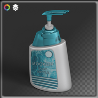 Realistic 3D Mockup Soap Bottle -Orthographic Top Front View, Fully Editable, Transparent Background psd