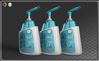 3D Realistic Rendering Soap Bottle Mockup - 3 Variations, Front 15 Degrees Crooked View, Transparent Background psd