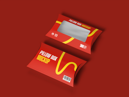 Pillow Craft Box Package With Window 3D Mockup psd