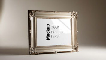 Classic Vintage Frame with Intricate Design on Soft Light Background psd