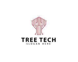 Tree Tech Logo Conceptual Network Technology With Electrical Circuit And Digital Icon vector