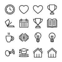 New Year Resolutions Outline Icon Set vector