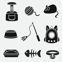 set of toys cat good for icons, symbol, silhouette design, elment design, etc vector