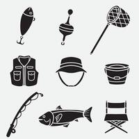 set of fishing good for icon, silhouette design, element design, etc vector