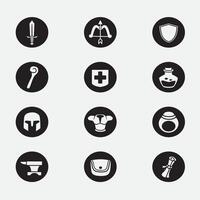 set of rpg game good for icons, silhouette design, element design, ui design, etc vector