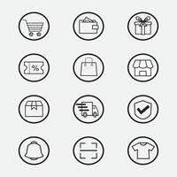 set of e commerce icons with line style, good for, app, website, element design, UI design, etc vector