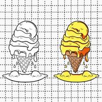 A cartoon ice cream cone with syrup and syrup vector